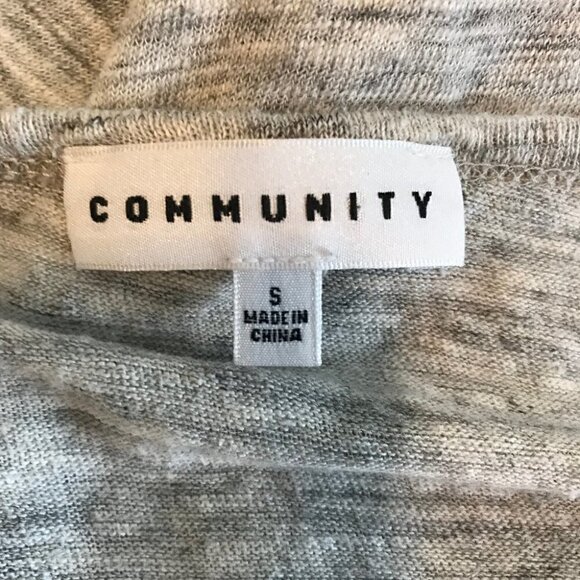 COMMUNITY Grey Marbled Cropped Long Sleeve Shirt 100% Linen Size S - Picture 6 of 7